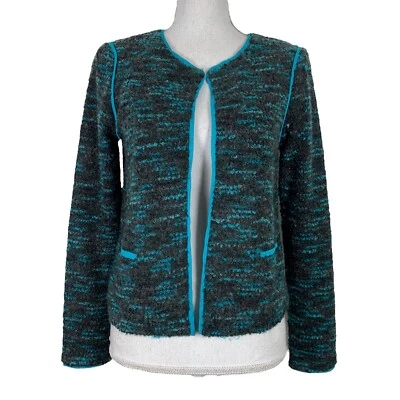 Willow & Clay Cardigan Size Small Boucle Wool Blend Open Lined Blue Long Sleeve - Image 1 of 4
