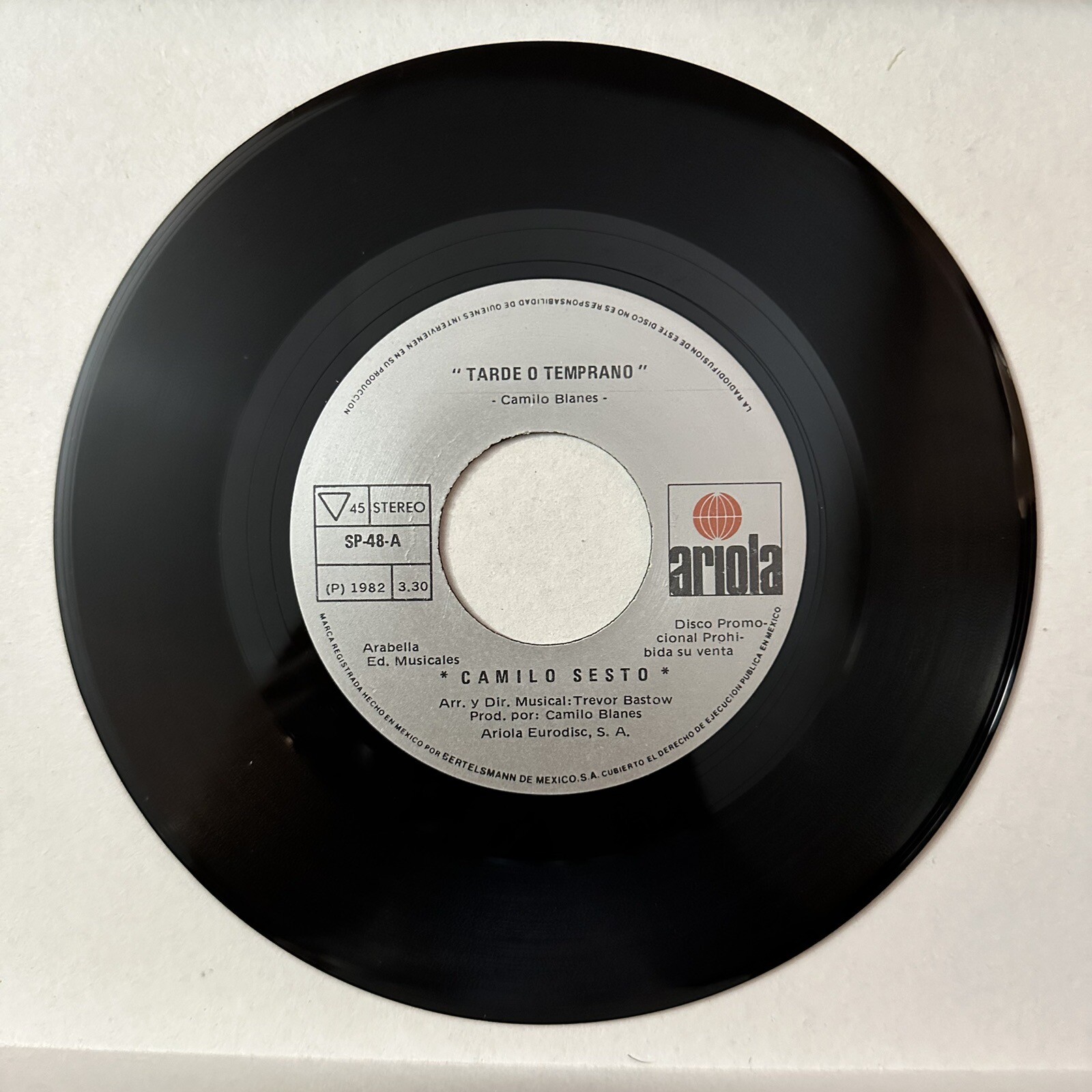 Camilo Sesto - Tarde O Temprano - 45RPM - 7” Vinyl - EX - Promo - Ariola