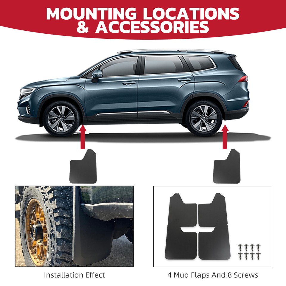 Splash Guards & Mud Flaps For Honda Civic 4x Splash Guards Mud Flaps For Chevy Colorado Canyon 2015-2022 W/o Splash Guards & Mud Flaps For Jeep Wrangler - Foto 11