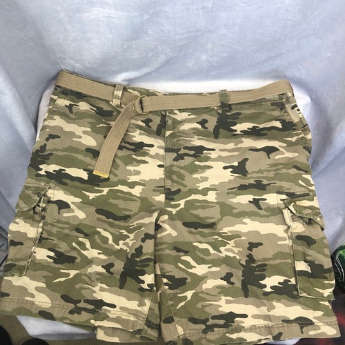 NWT True Nation 100% Cotton Cargo Shorts Men's Size 48 Green Camo Outdoor Shorts - Picture 6 of 14