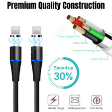 3 Pack Magnetic USB 3A Fast Charging Cable Charger Cord for Phone 12 11 XR 8 7 6