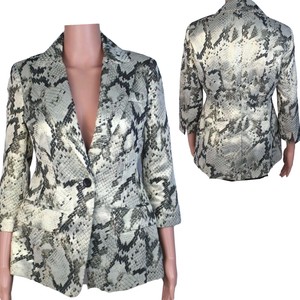 Bebe Women S Blazer Metallic Animal Print One Button 3 4 Sleeve Size 6 F 1h Ebay