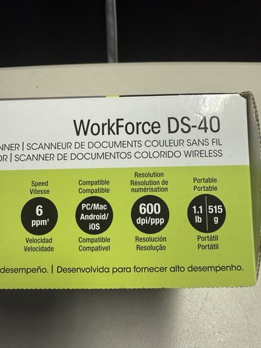 Epson WorkForce DS-40 Wireless Portable Color Document Scanner - Open Box - Picture 5 of 5