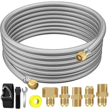 Upgraded 18 Feet High Pressure Braided Propane Hose Extension with Conversion...