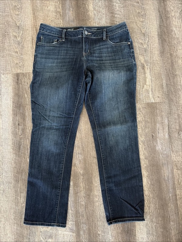 Simply Vera Vera Wang Capri Jeans Womens 4 Blue Dark Wash Mid Rise