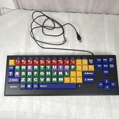 AbleNet KinderBoard USB Wired Color-Coded Large-Key QWERTY Keyboard for PARTS