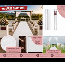 White Wedding Aisle Runner Professional-Grade Nylon, Includes Tape Double side