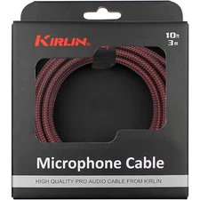 KIRLIN XLR Male To XLR Female Mic Cable - Black And Red Woven Jacket 10 ft.