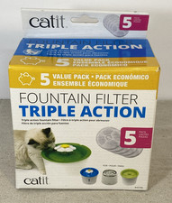 NEW SEALED #43746 Catit Triple Action Flower Fountain Filter 5 Pack