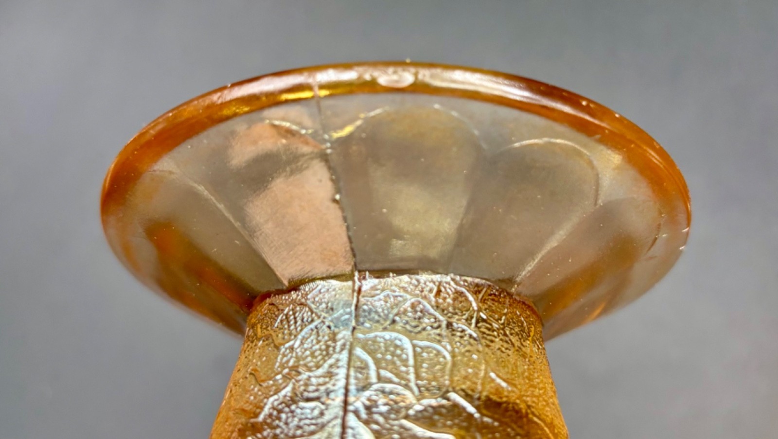 Jeanette Carnival Glass Pitcher and Four Tumblers Marigold