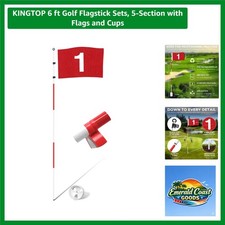 6 ft Golf Flagstick Sets, 5-Section with Flags and Cups