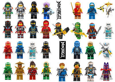 8er Set große Ninjago Figuren Aufkleber Lai Meister Wu Nya A4 vorgeschnittener Bogen Geschenk