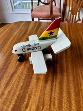 Hand-Made Wooden GHANA AIRWAYS Toy Advertising Plane,Ghana Flag On Tail, Vtg.