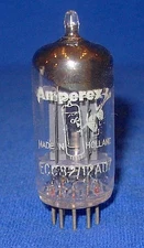 Strong  Valvo Long Plate 12AU7 / ECC82 Branded AMperex Bugle Boy 1957 Date