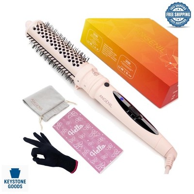 Pink 3-in-1 Heated Hair Brush - Curl, Straighten, Volumize, Ionic, Travel-Fri...