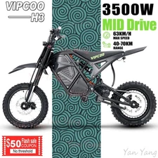 VIPCOO H3 Electric Dirt Bikes 3500W 48V 23AH 40 Mph Fast Speed,For Woman/Man,USA