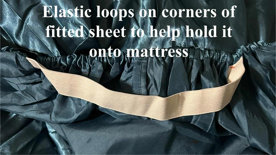 MR&HM 6 PC Satin King Set 2 Sheets 2 PillowCases 2 Pinch Pleat Shams Teal Green - Image 4 of 4