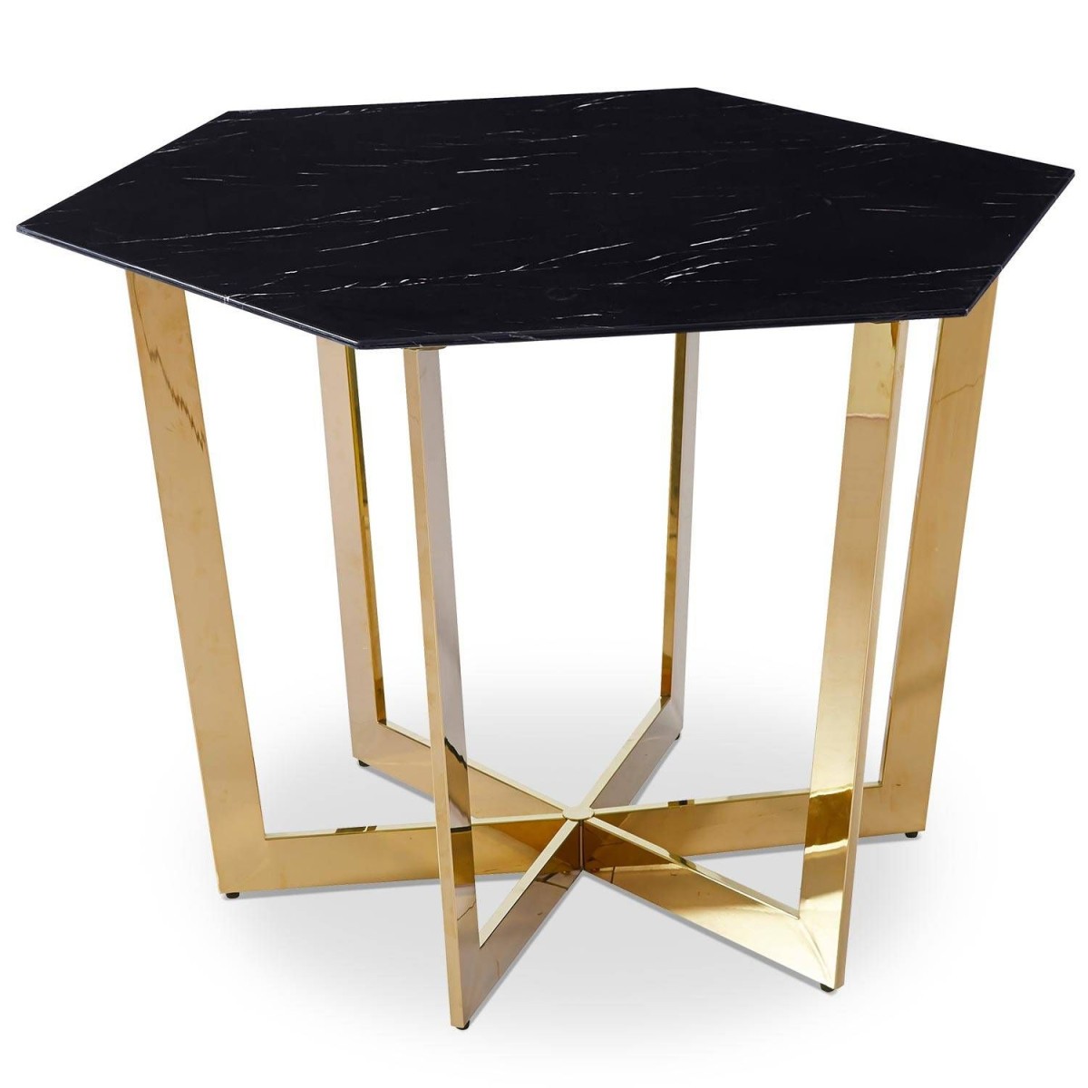 Table de repas Dizazi 120cm noire et dorée pour salle à manger contemporaine