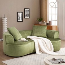 Curved Cloud Sofa - Velvet Fabric, Memory Foam Cushions, No Assembly Green 
