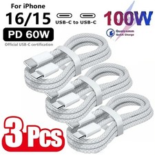 3PCS USB C Fast Charging Cable 100W Charger Cord For iPhone 16 15 Samsung