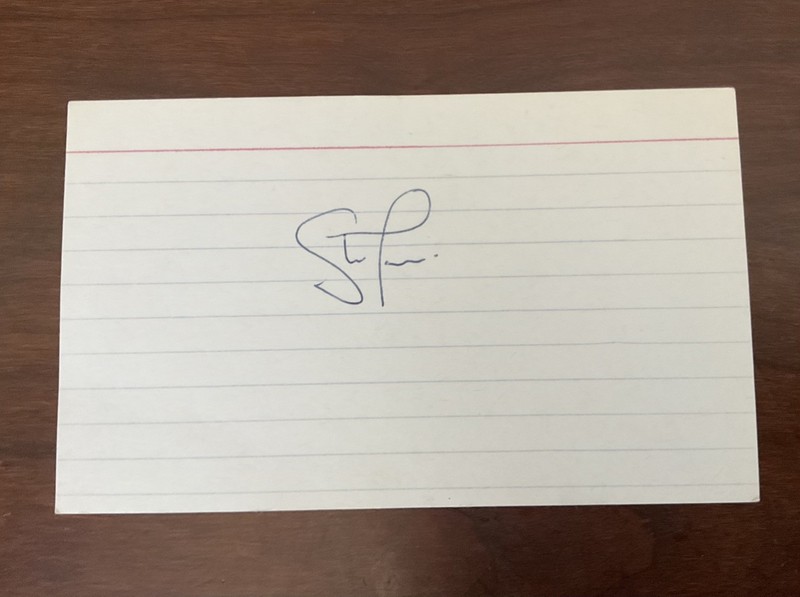 Steve Larmer Signed Index Card Rangers, Black Hawks