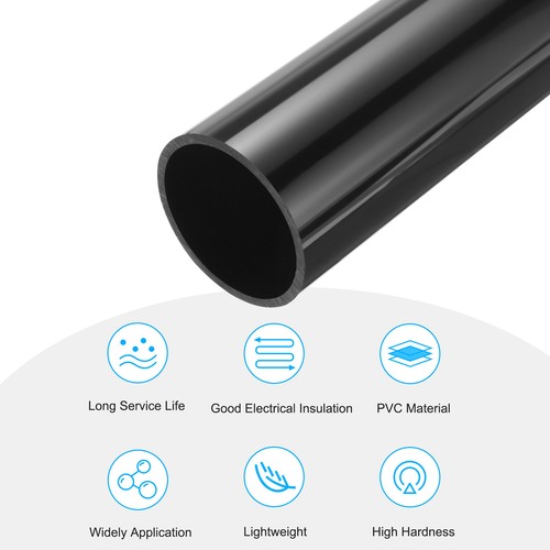 PVC Rigid Round Pipe 68mm(13/5") ID 75mm OD 350mm Black High Impact - Picture 3 of 6