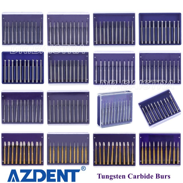 AZDENT 10 pz/kit fresa dentale in carburo di tungsteno per manipolo ad alta velocità AZDENT 10 pz/kit fresa dentale in carburo di tungsteno per manipolo ad alta velocità