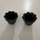 Vintage Emig cast iron Flower Tulip cabinet drawer door knobs handles 2pcs