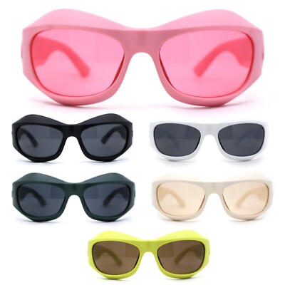 Runway Trend Exaggerated 90s Plastic Wrap Sport Plastic Sunglasses