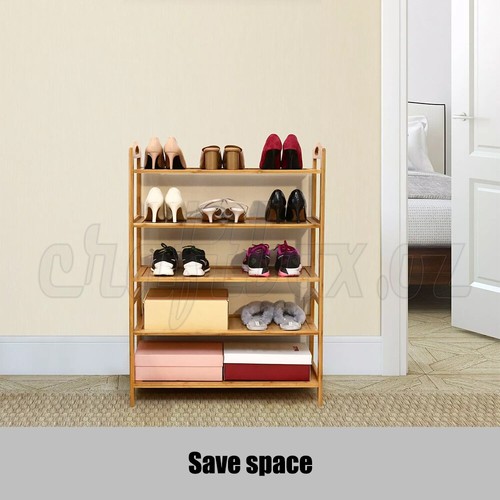 4-6 Tiers Layers Bamboo Shoe Rack Storage Organizer Wooden Shelf Stand Shelves - Picture 7 of 15
