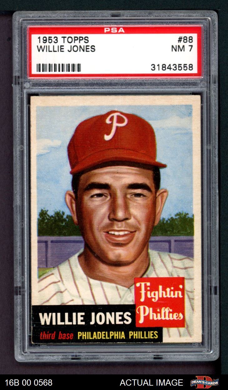 1953 Topps #88 Willie Jones Phillies DOUBLE-PRINT PSA 7 - NM