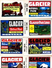 8 Different Vintage Glacier National Park Montana Decals Stickers  - Free Ship!