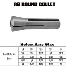 1/8" to 7/8" Precision R8 Round Collet Drawbar Thread 7/16"-20 Hardened Ground 