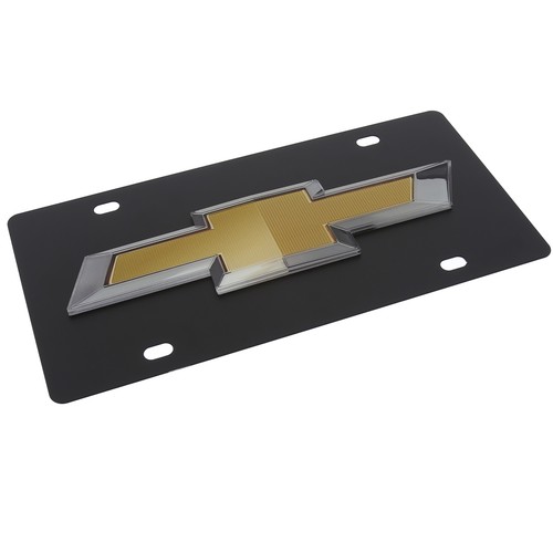 Chevrolet Gold Bowtie Logo License Plate (Black) - Picture 2 of 4