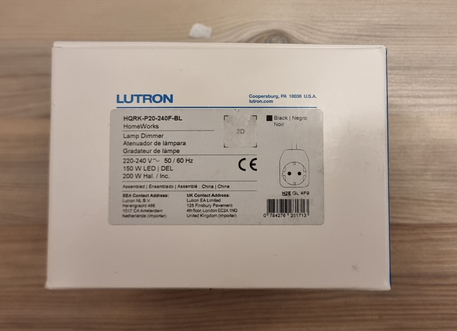Lutron HQRK-P20-240F-BL clavier mural HomeWorks QS noir neuf en emballage