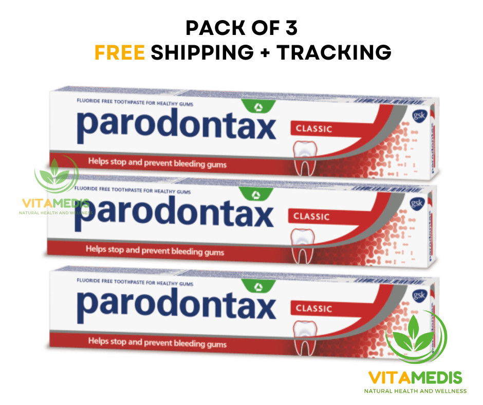3x Pasta de dientes Parodontax clásica como nueva 75 ml, sin flúor, deja de sangrar chicle