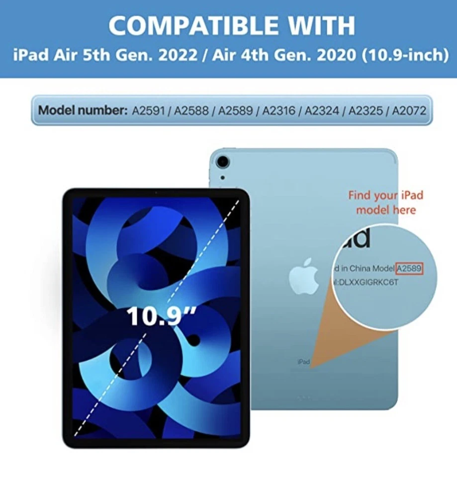 Moko - Case for Apple iPad Air 10.9" 2022/2020 Slim Trifold Cover - Navy Blue - Image 2 of 4