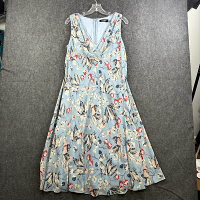 Ralph Lauren Dress Women's 10 Blue Floral Midi Flowy Georgette Black Label