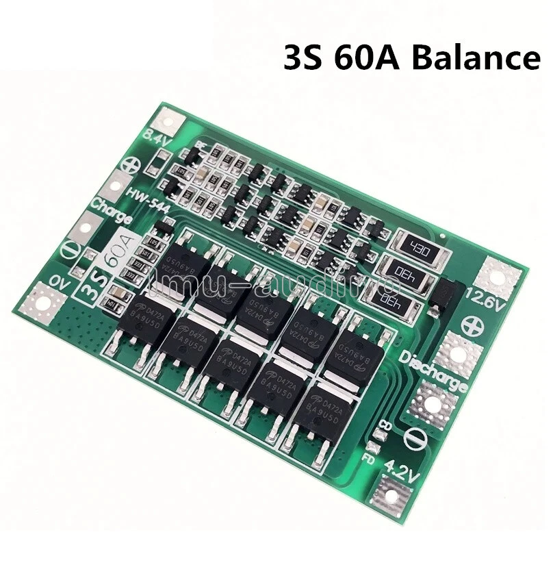 MARKENLOS BMS 3S 60A Li-ion Lipo Battery 18650 Charging Protection Board 12.6V Balance