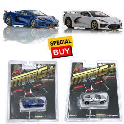AFX Mega-G+ 2022 Corvette C8 Riptide Blue & Ceramic Matrix Metallic HO Slot Car