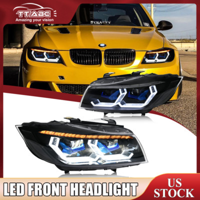 2x LED Headlights DRL for 2009-2012 BMW 3 Series E90 E91 328i 335i HID Headlamp