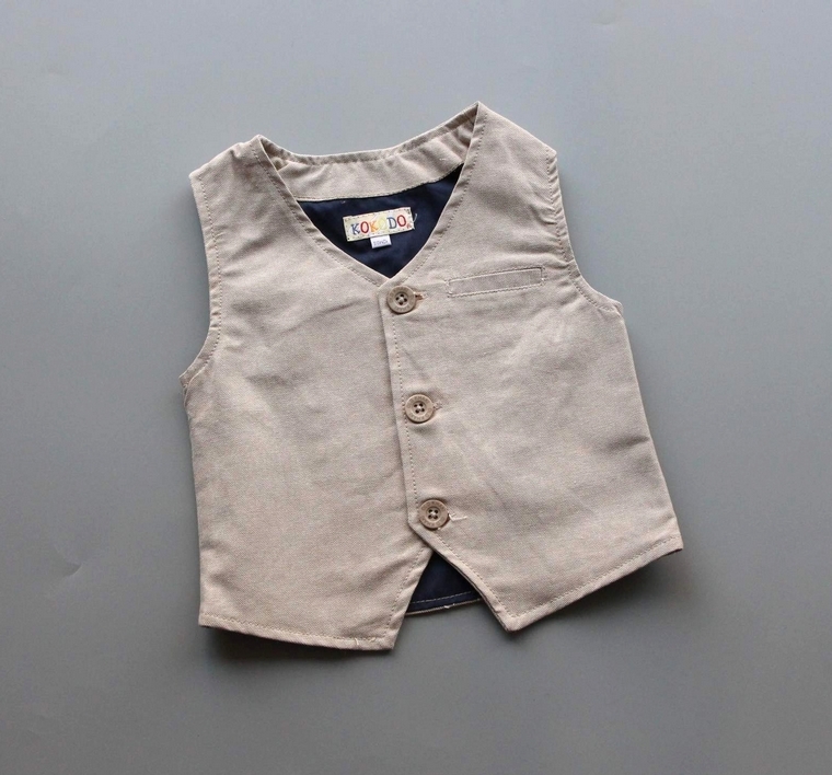 NEW Kids Boys Formal Suit Vest, Beige Khaki, Size 12-18-24-36M