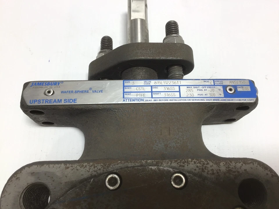 Válvula esfera oblea mariposa Jamesbury 815L112236TT 3" 316SS 230/280PSIG 20/3... Foto 3 de 4