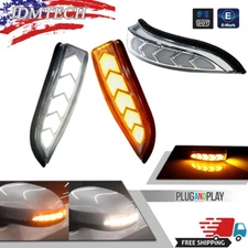 Sequential LED White/Amber Side Mirror Signal Lights For Toyota Camry 2011-2020