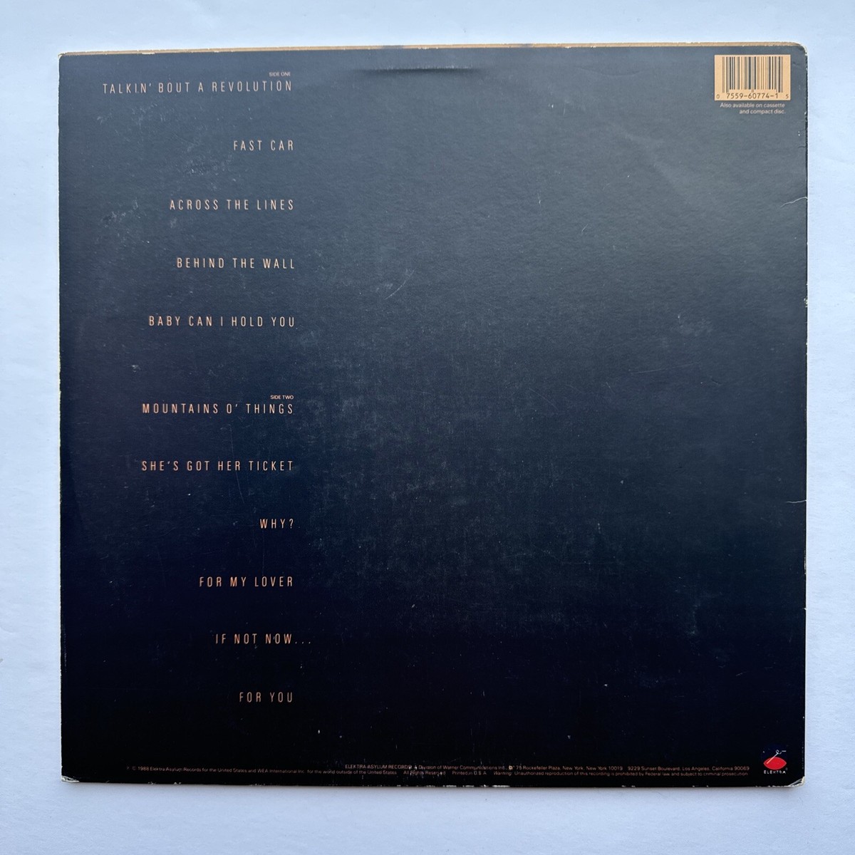 TRACY CHAPMAN Self-Titled LP ORIG 1988 Elektra 60774-1 Variant-8