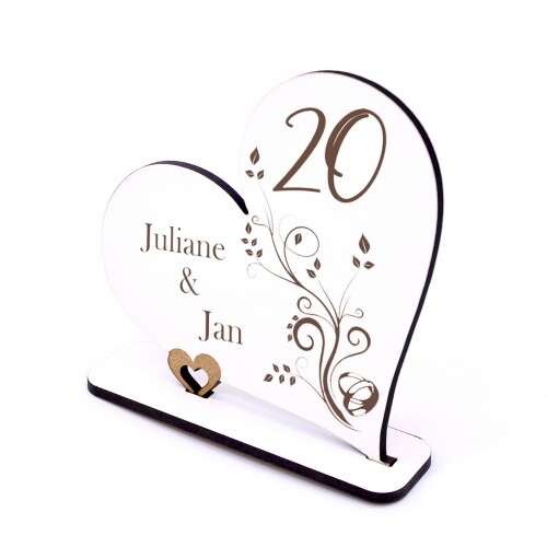 Porzellanhochzeit Deko Herz Aufsteller Hochzeitstag 20 Jahre JubiläUm Personalis-image