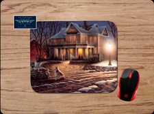 COLLIE DOG BEAUTIFUL WINTER SCENE ART CUSTOM MOUSE PAD DESK MAT HOME SCHOOL GIFT