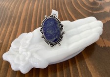 Lapis German Silver 1.5 x 1.25  Size 6 New Wi...
