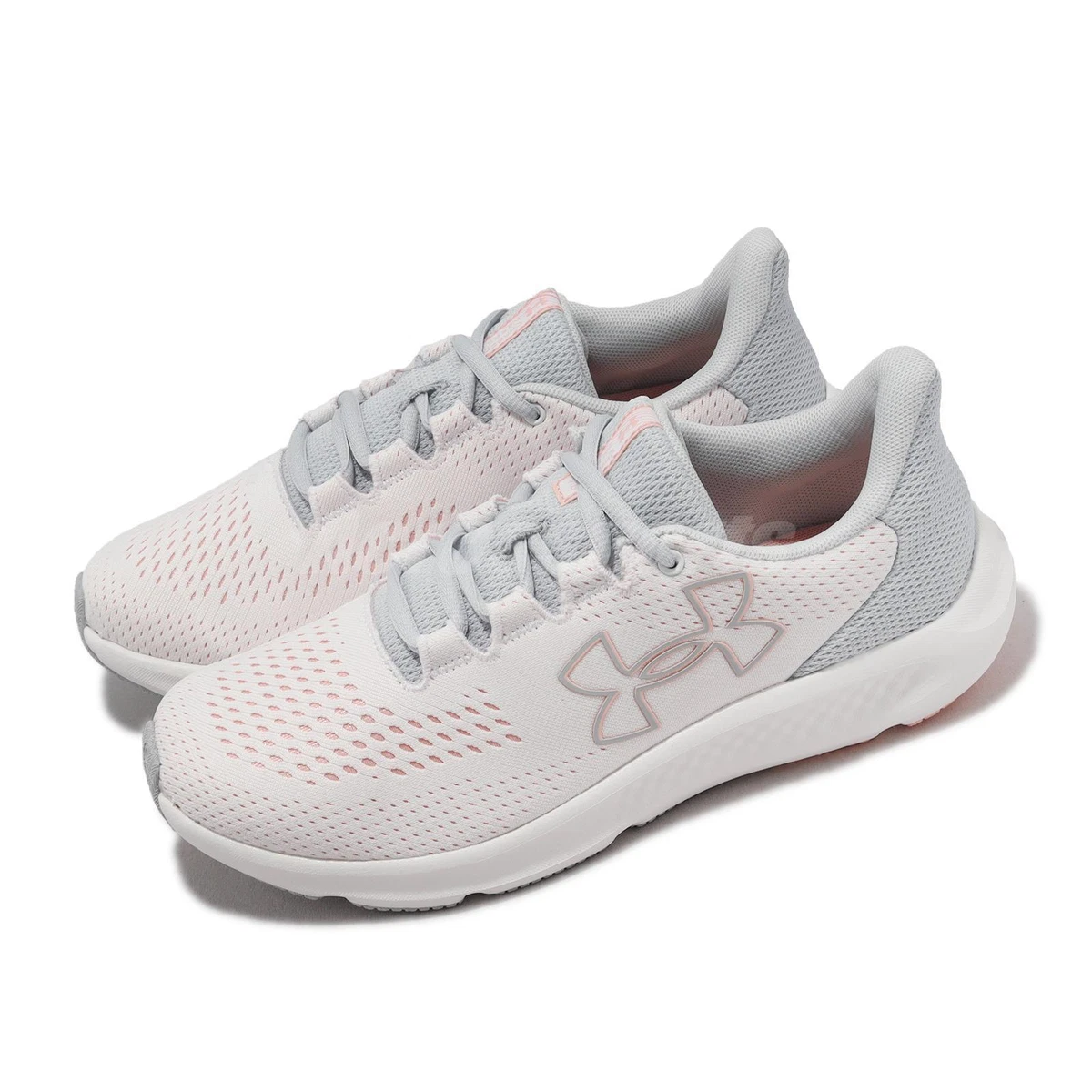 Under Armour Charged Pursuit 3 BL UA White Grey Women Running Shoes  3026523-101