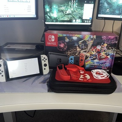 Nintendo Switch Mario Kart 8 Edition With Case And Headphones And Joy on Holders